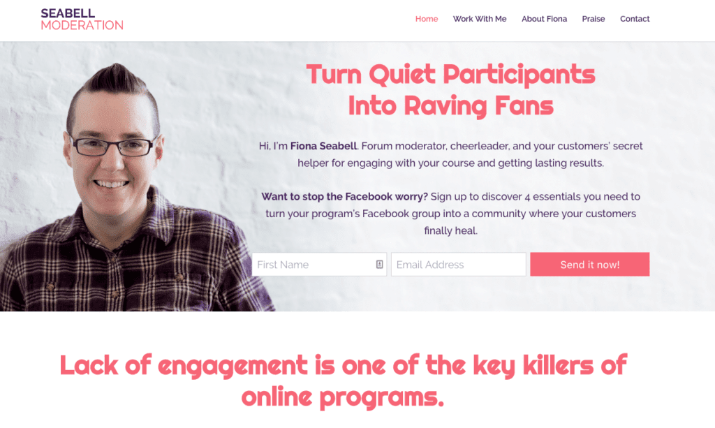 Seabell Moderation Home page preview with Personal Branding Portrait